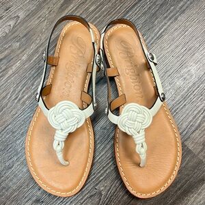 *New* Brighton Aiden Cream Leather Slingback Thong Sandal Shoe Size 6